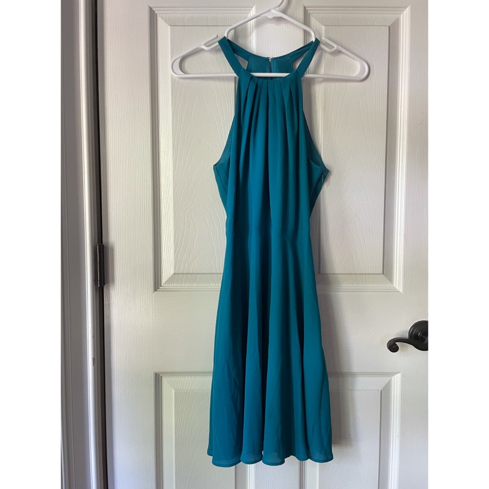 Express Teal Halter Top Dress